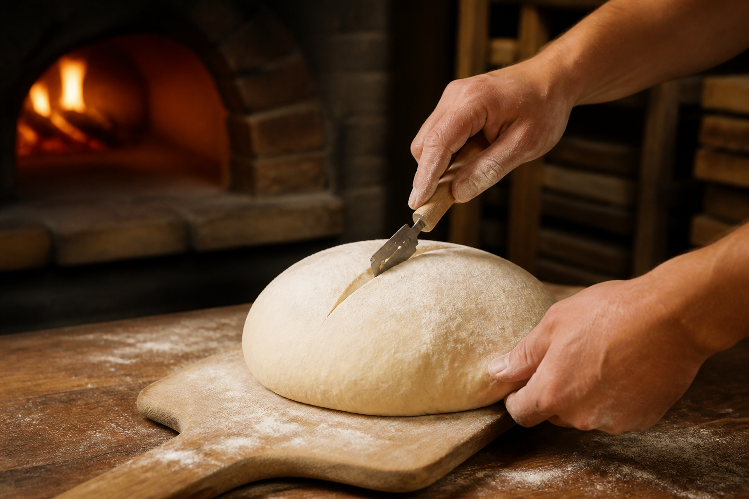Scoring dough before the oven