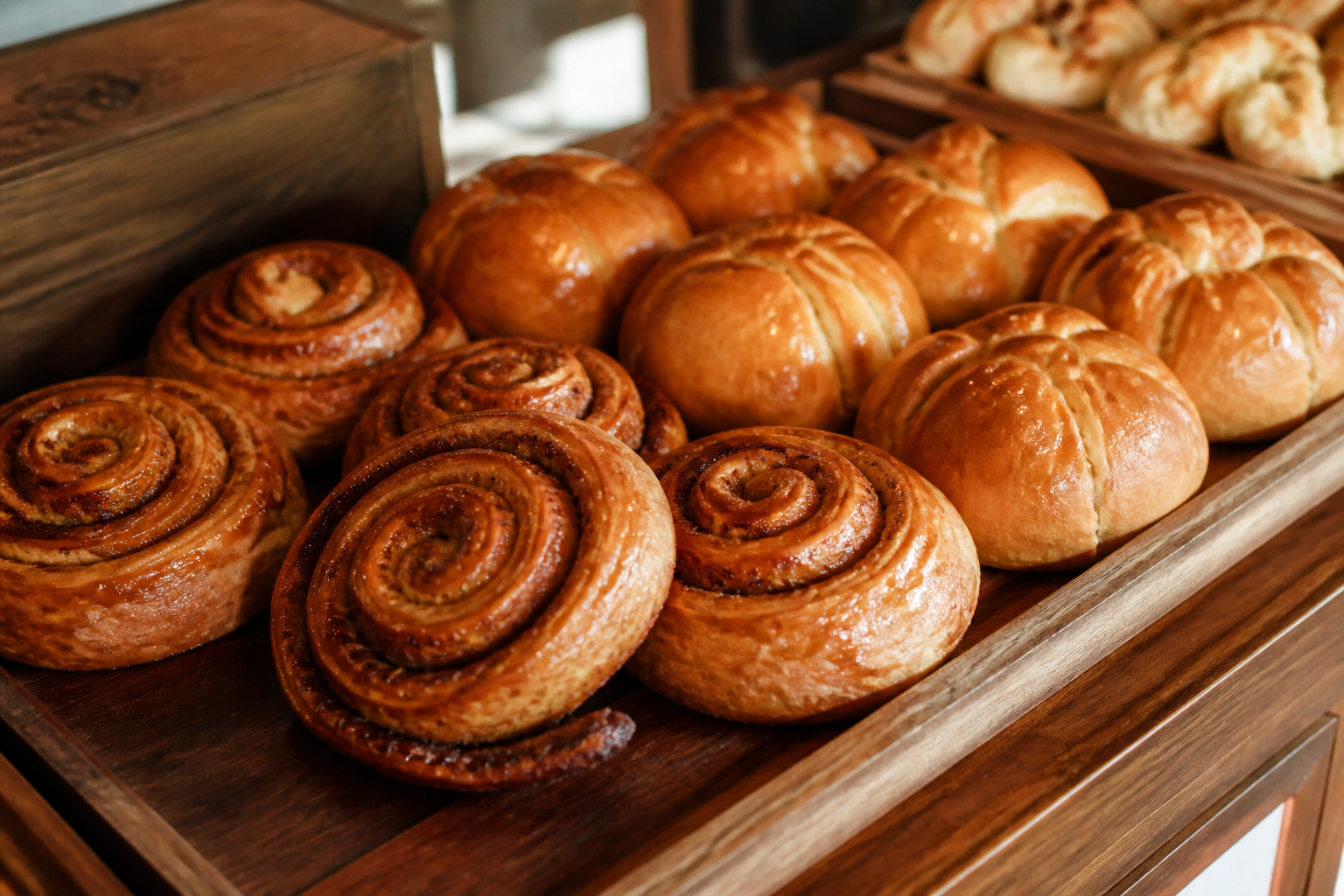 Cinnamon swirls and sweet buns